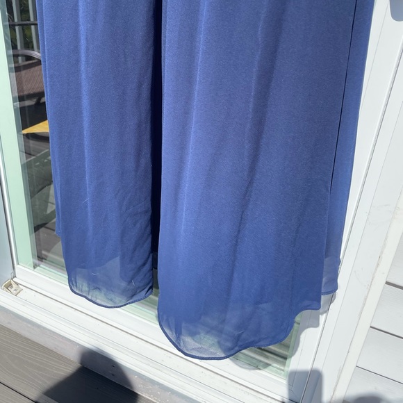 Navy blue halter prom dress. - Picture 7 of 9